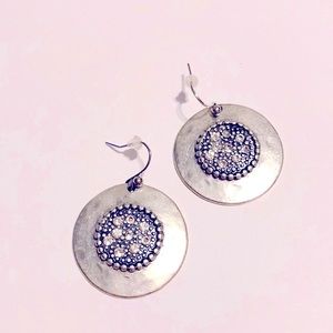 Silver tone Disc Earrings